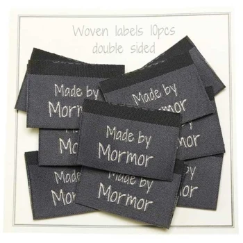 Go Handmade Vævet Label, Dobbeltsidet, Grå, 35 x 19 mm, 10 stk